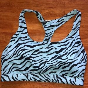Fabletics Blue Zebra Print Sports Bra